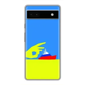 Чехол с принтом (Русский корабль...) для Гугл Пиксель 6а (AlphaPrint) (Щелбан кораблю)