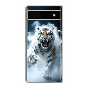 Чехол с картинкой «Хищники» для Google Pixel 6a (Белый тигр в дыму)