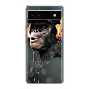 Чехол с Обезьянами Google Pixel 6a - (AlphaPrint) (В наушниках)