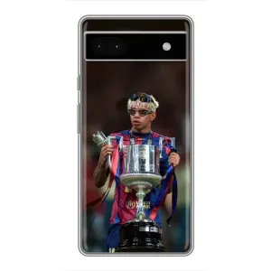 Чехол с футболистом Ламин Ямаль Google Pixel 6a (Ямаль с кубком)