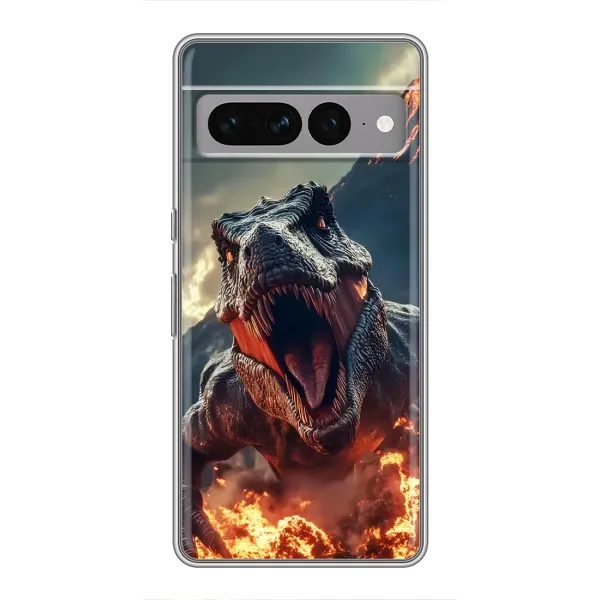Чехол с принтом «Огненный динозавр» для Google Pixel 7 Pro