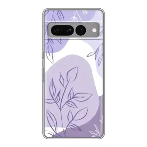 Силиконовый чехол с принтом в цветах на Google Pixel 7 Pro (Фиолетовые листья абстракция)