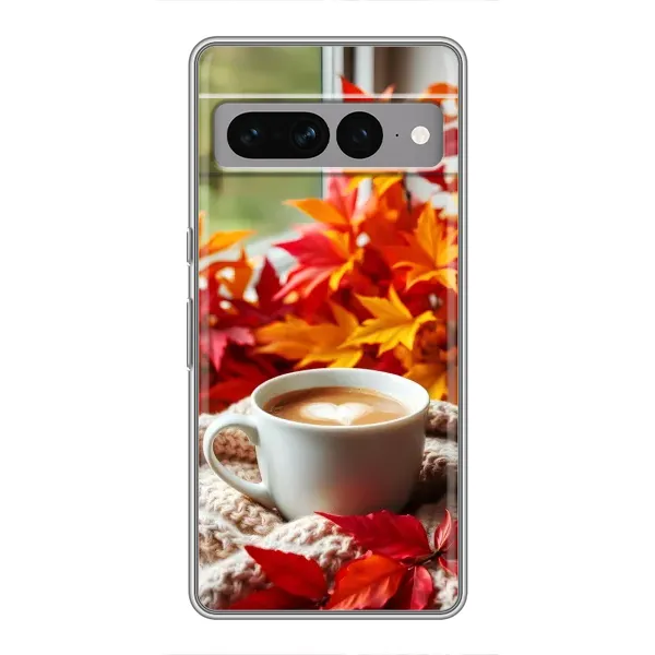 Чехол с принтом «Кофе и листья» для Google Pixel 7 Pro