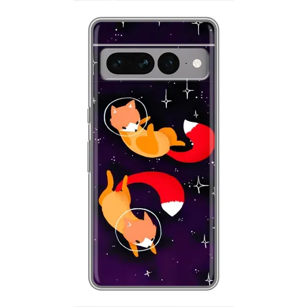Чохол з принтом «Лисички космонавти» для Google Pixel 7 Pro