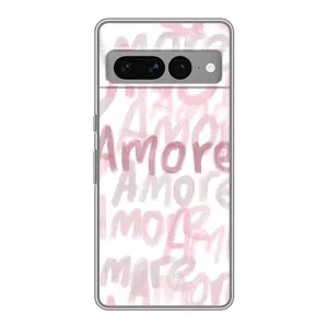 Чехол с розовым рисунком для Google Pixel 7 Pro (Аморе любовь)