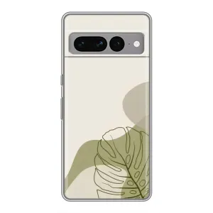 Силиконовый чехол с принтом в цветах на Google Pixel 7 Pro (Зеленая монстера дизайн)