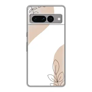 Силиконовый чехол с принтом в цветах на Google Pixel 7 Pro (Нюдовая веточка абстракция)