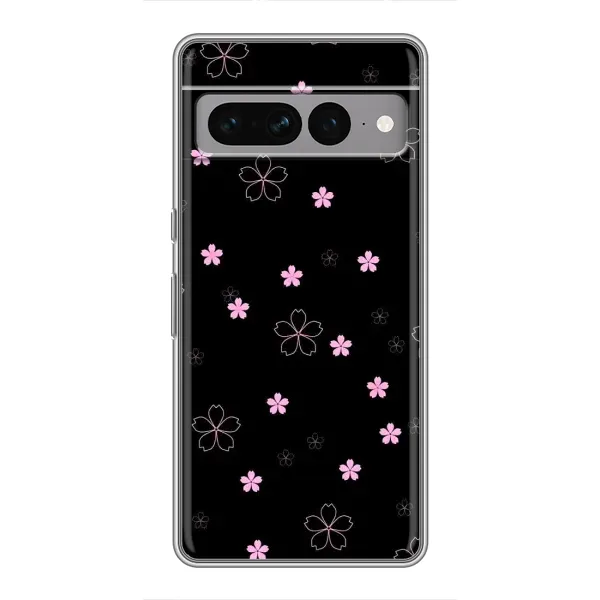 Чехол с принтом «Розовые цветы на черном» для Google Pixel 7 Pro