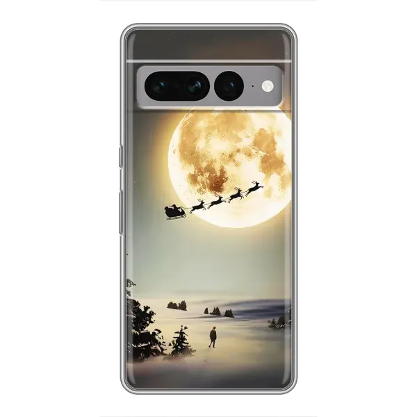 Чехол с принтом «Санта на луне» для Google Pixel 7 Pro