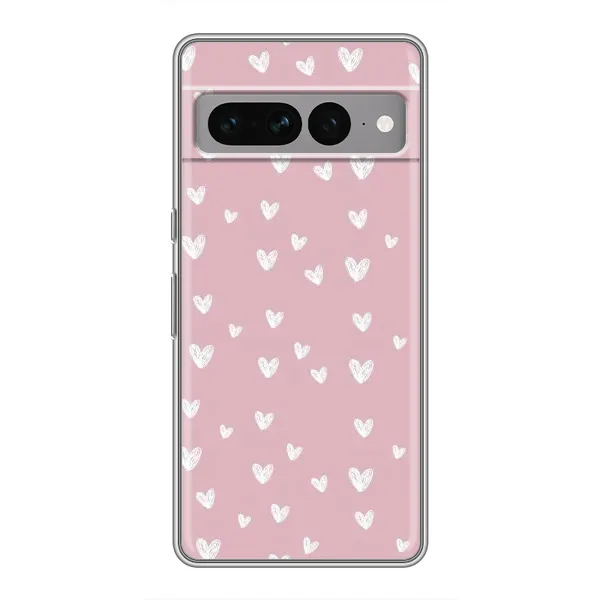 Чехол с принтом «Сердечки на розовом» для Google Pixel 7 Pro