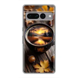 Чехол с уникальным дизайном «Осень с кофе» для Google Pixel 7 Pro (Темный кофе)