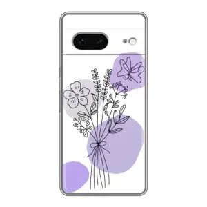 Силконовий чохол з принтом в квітах на Google Pixel 7 (Букет фіолетова абстракція)