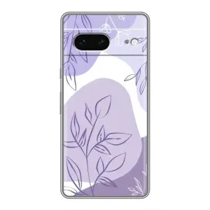 Силконовий чохол з принтом в квітах на Google Pixel 7 (Фіолетове листя абстракція)