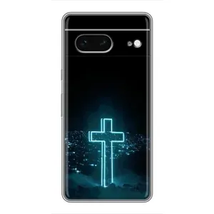 Чехол для Google Pixel 7 (AlphaPrint) - (Христианские) (Крест и город)