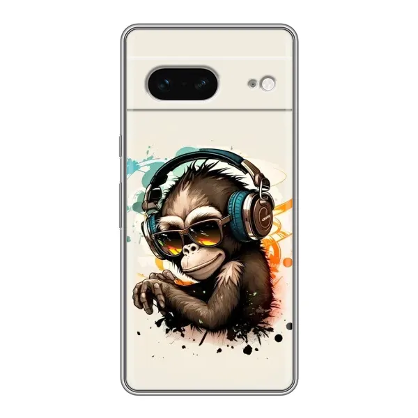 Чехол с принтом «Макака в наушниках» для Google Pixel 7