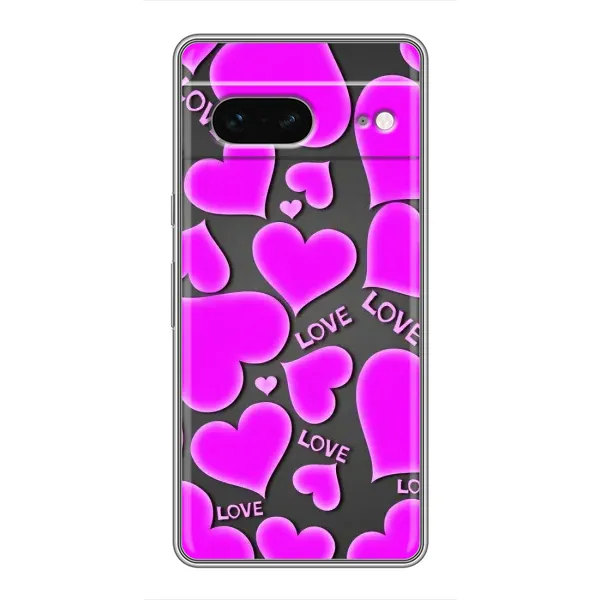Чехол с принтом «Pink hearts» для Google Pixel 7