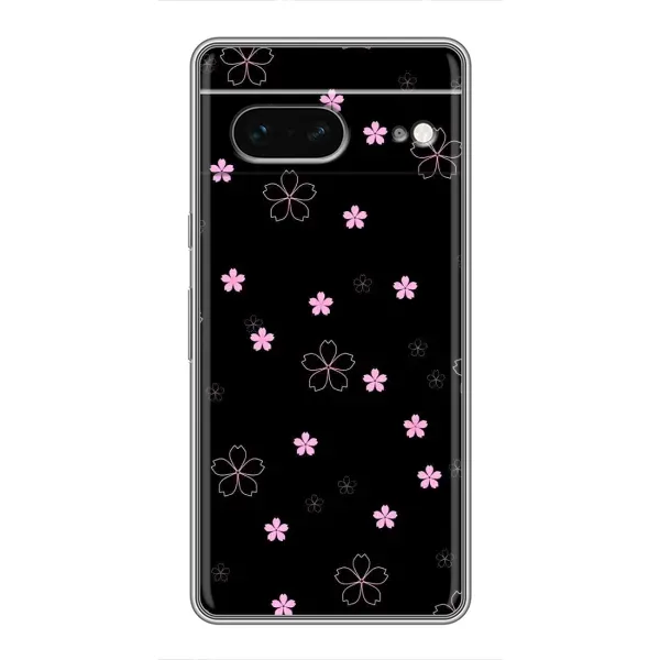 Чехол с принтом «Розовые цветы на черном» для Google Pixel 7
