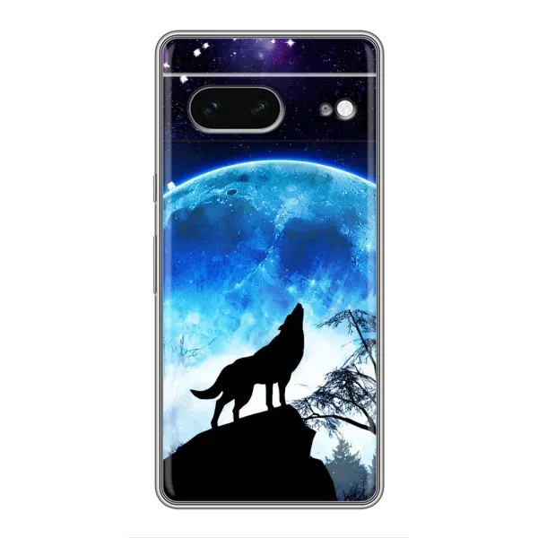 Чохол з принтом «Вовк на місяць» для Google Pixel 7