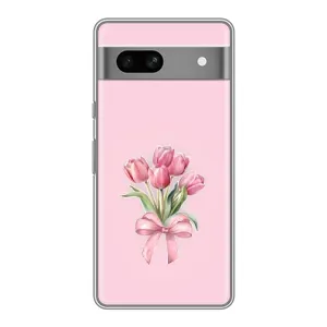 Чехол с розовым рисунком для Google Pixel 7A (Букет цветов)