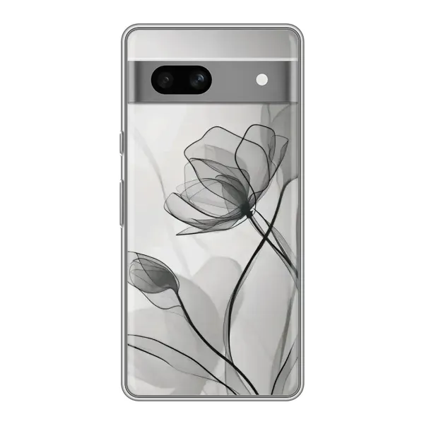 Чехол с принтом «Черные цветы» для Google Pixel 7A