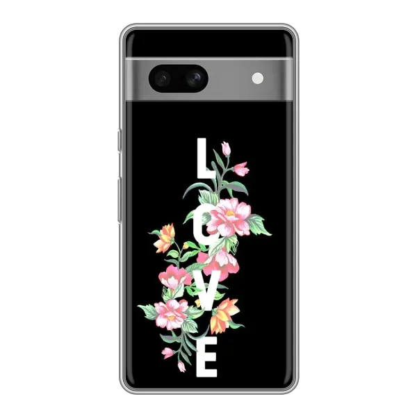 Чехол с принтом «Цветы LOVE» для Google Pixel 7A