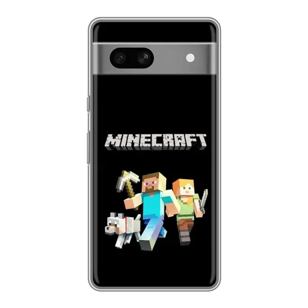 Чехол с принтом «герои Minecraft» для Google Pixel 7A