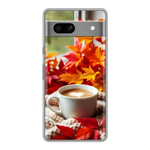 Чехол с принтом «Кофе и листья» для Google Pixel 7A Чехол с принтом «Кофе и листья» для Google Pixel 7A