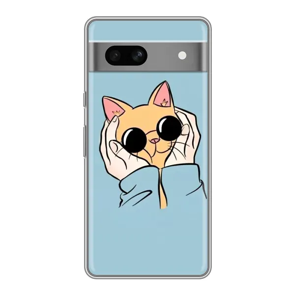 Чохол з принтом «Котик в окулярах» для Google Pixel 7A