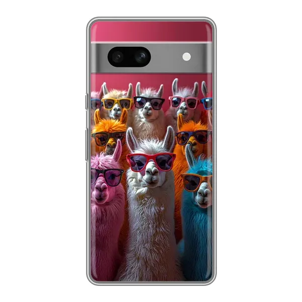 Чохол з принтом «Лами в окулярах» для Google Pixel 7A