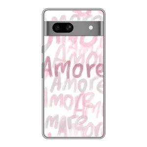 Чехол с розовым рисунком для Google Pixel 7A (Аморе любовь)