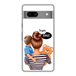 Чехол с печатью для Google Pixel 7A - (Мама с ребенком) (AlphaPrint) (Мама с сыном)