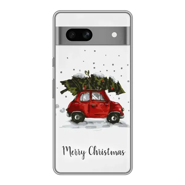 Чохол з принтом «Авто з ялинкою» для Google Pixel 7A