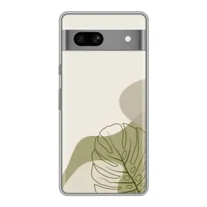 Силиконовый чехол с принтом в цветах на Google Pixel 7A (Зеленая монстера дизайн)