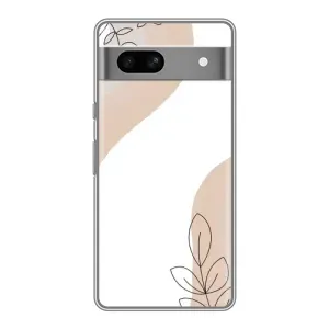 Силиконовый чехол с принтом в цветах на Google Pixel 7A (Нюдовая веточка абстракция)