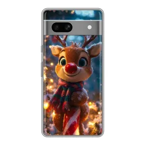 Яскравий чохол для Google Pixel 7A з Зимові Оленята (Олень з шарфом)