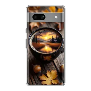 Чехол с уникальным дизайном «Осень с кофе» для Google Pixel 7A (Темный кофе)