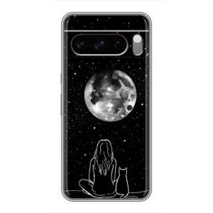Чехол с рисунком кот на Google Pixel 8 Pro (Девушка с котом)