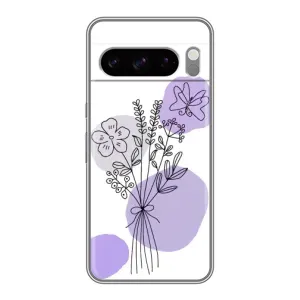 Силконовий чохол з принтом в квітах на Google Pixel 8 Pro (Букет фіолетова абстракція)