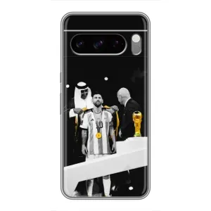 Чехлы для Google Pixel 8 Pro (Leo чемпион) (AlphaPrint) (Месси в накидке)