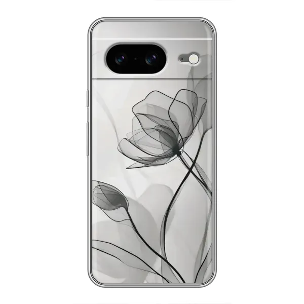Чехол с принтом «Черные цветы» для Google Pixel 8