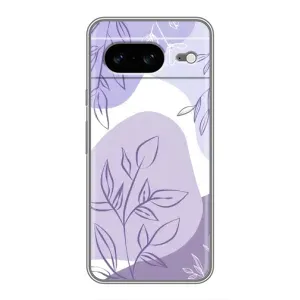 Силконовий чохол з принтом в квітах на Google Pixel 8 (Фіолетове листя абстракція)