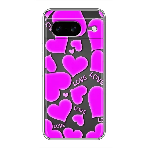 Чохол з принтом «Pink hearts» для Google Pixel 8