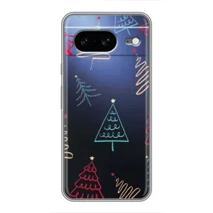 Зимні Чохли для Google Pixel 8 Ґуґл Піксель 8 - прозорий фон (Різдвяні ялинки)