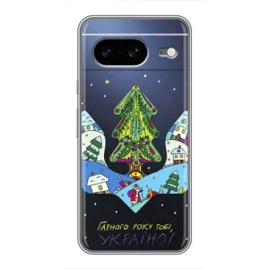 Зимні Чохли для Google Pixel 8 Ґуґл Піксель 8 - прозорий фон (Різдвяний герб)