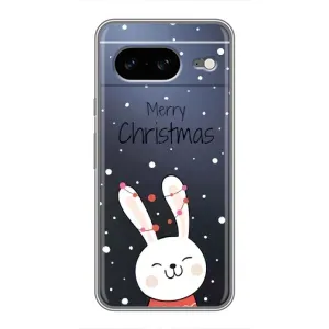 Зимні Чохли для Google Pixel 8 Ґуґл Піксель 8 - прозорий фон (Різдвяний заєць)