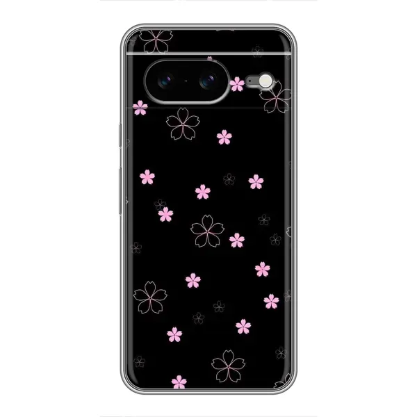 Чохол з принтом «Рожеві квіти на чорному» для Google Pixel 8