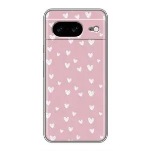 Чохол з розовим принтом для Google Pixel 8 (Сердечки на рожевому)
