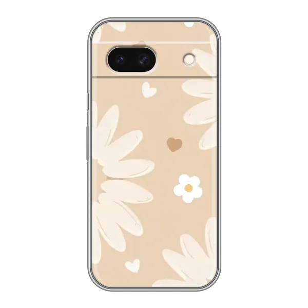 Чохол з принтом «Бежеві квіти» для Google Pixel 8A