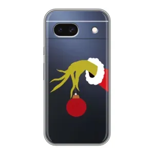 Зимние Чехлы для Пиксель 8а - прозрачный фон (Гринч с игрушкой)