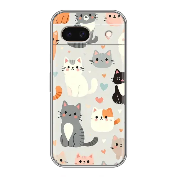 Чехол с принтом «Коллаж котов» для Google Pixel 8A Чехол с принтом «Коллаж котов» для Google Pixel 8A